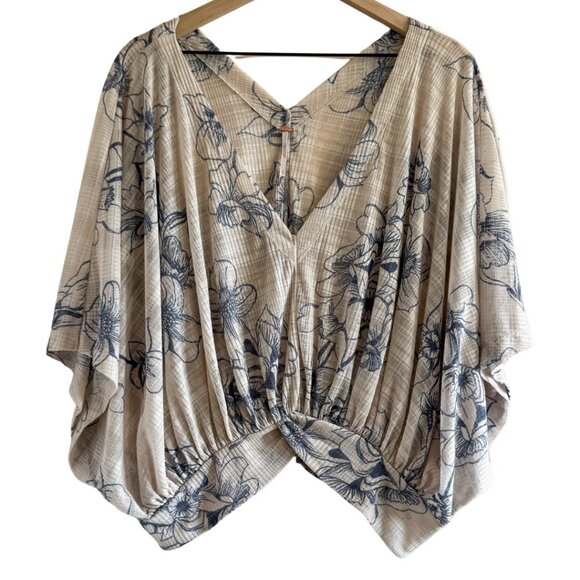 Free People Kimono Sleeve Floral Blouse – Size Large - Picture 1 of 8